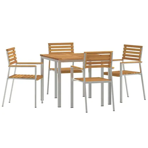 vidaXL Trädgårdsmöbelset 5 pcs Brun Massivt Akaciaträ Utförsäljning