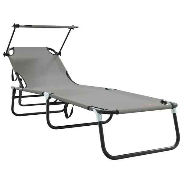 vidaXL Hopfällbar solstol Grå 190 x 57 x 81 cm oxford Säker betalning
