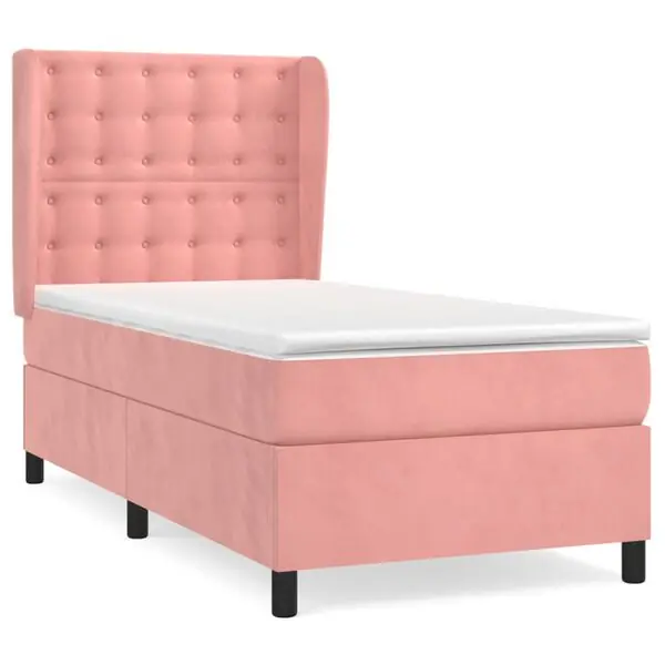 risnedsättning vidaXL Ramsäng med madrass rosa 80x200 cm sammet