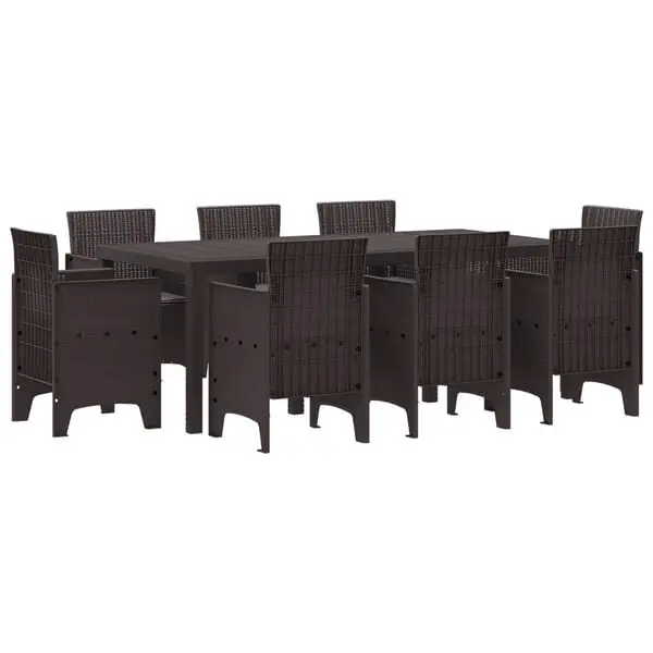 Kampanj vidaXL Trädgårdsmöbelset 9 pcs Brun Polypropylen