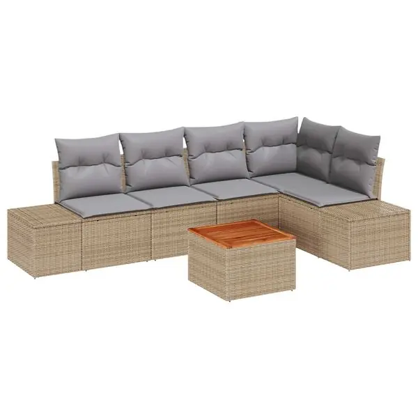 vidaXL Trädgårdsoffset 6 pcs Beige och Ljusgrå konstrotting Kundfavorit