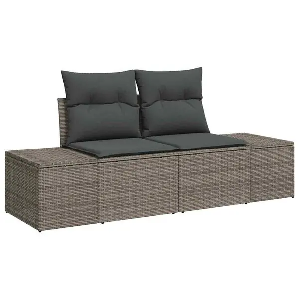 Outlet vidaXL Trädgårdsoffa med kudde Grå 184 x 62 x 69 cm konstrotting