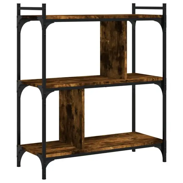 I lager vidaXL Bokhylla 3 hyllplan rökfärgad ek 76x32x88 cm konstruerat trä