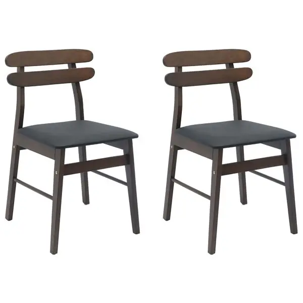 vidaXL Matstol 2 pcs Ljusbrun och svart Massiv Gummiträ Rabatter