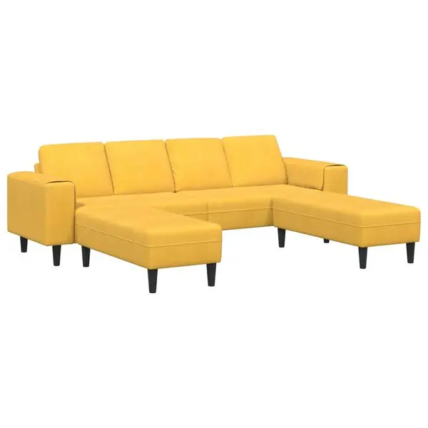 vidaXL Soffa Ljusgul 250 x 188 x 76 cm Kordread tyg Fynd