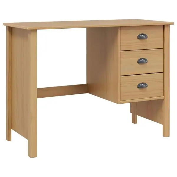 vidaXL Skrivbord med Lådor med låda HILL Honung brun 100 x 45 x 74 cm Billig