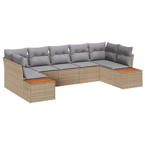 Populärt val vidaXL Trädgårdsoffset med kudde 7 pcs Beige och Ljusgrå Polyrattan