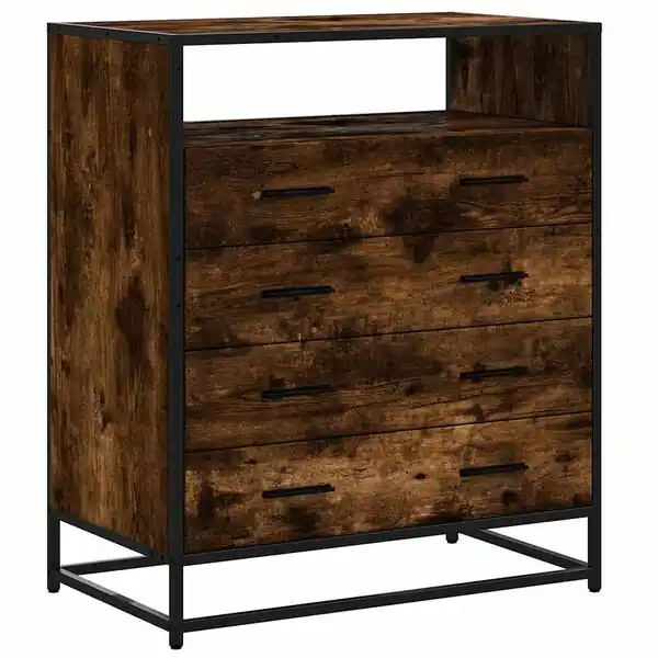 vidaXL Lådskåp rökfärgad ek 70x41x83,5 cm konstruerat trä Rea