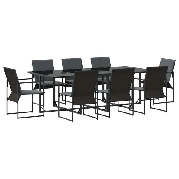 vidaXL Trädgårdsmöbelset 9 pcs Svart Stål Billig