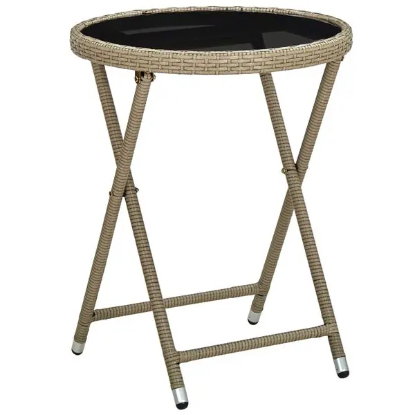 Premium vidaXL Soffbord beige 60 cm konstrotting och härdat glas