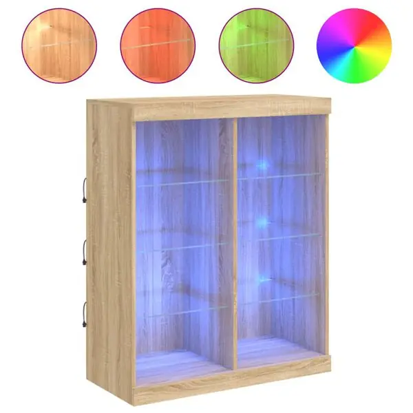 Fynd vidaXL Skänk med LED-belysning sonoma-ek 81x37x100 cm