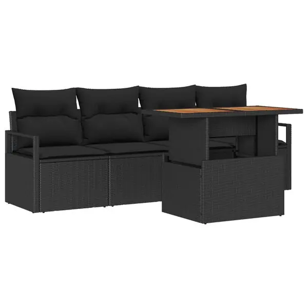 Kundfavorit vidaXL Trädgårdsoffset med kudde 5 pcs Svart