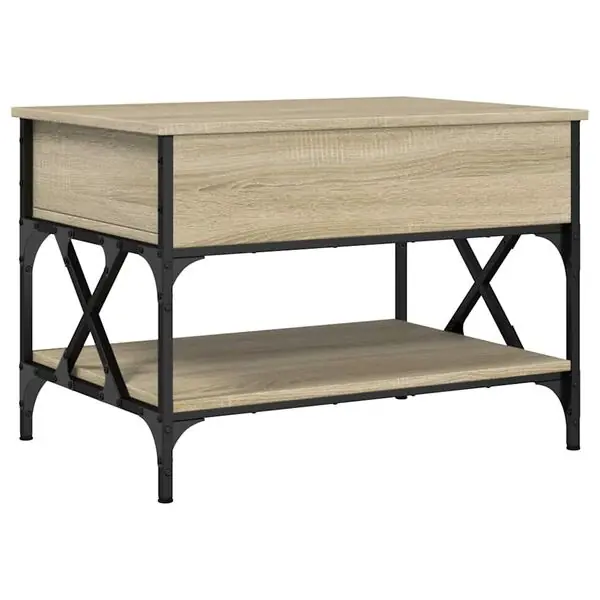 vidaXL Soffbord sonoma-ek 70x50x50 cm konstruerat trä och metall Begränsat antal