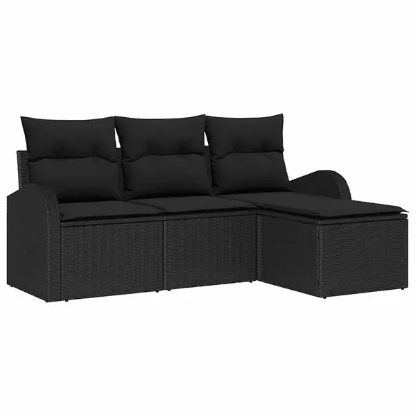 Lågt pris vidaXL Soffset med kudde med lagring 4 pcs Svart konstrotting