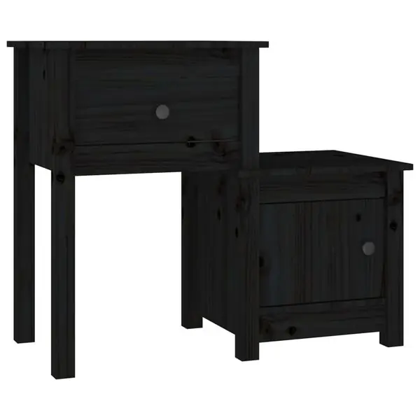 vidaXL Sängbord svart 79,5x38x65,5 cm massiv furu Nedsatt pris