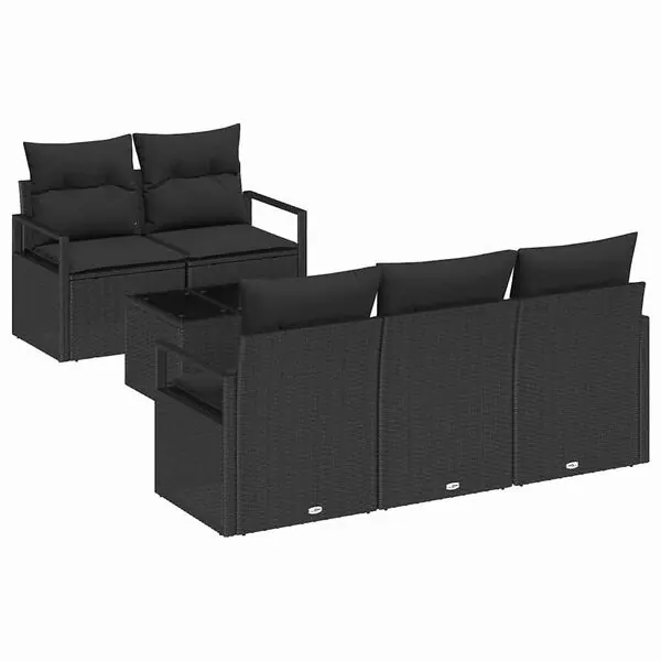 Lågt pris vidaXL Soffset med kudde 6 pcs Svart konstrotting