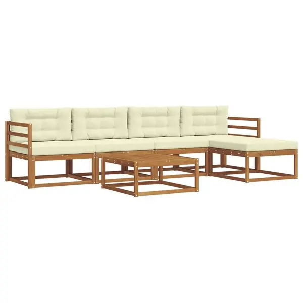 Outlet vidaXL Utomhussoffset med kudde 6 pcs Naturlig och Grädde