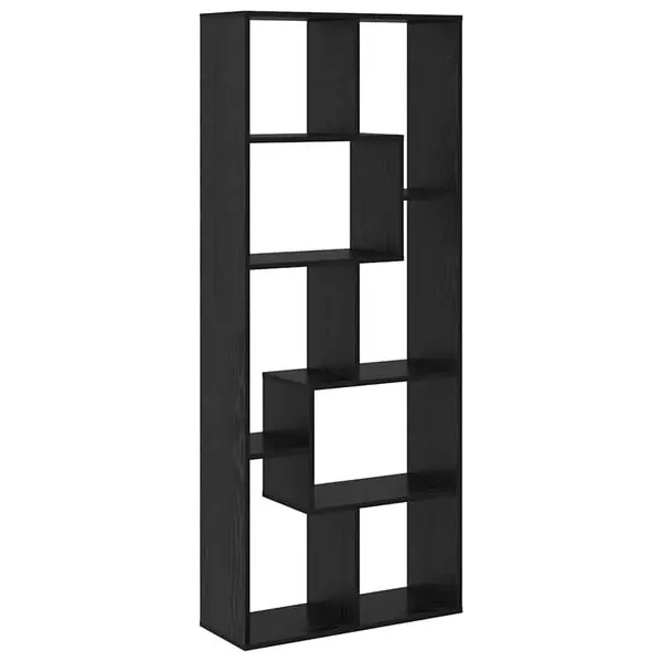 Rabatt vidaXL Bokskåp Svart Ek 67 x 25 x 162 cm Konstruerat trä