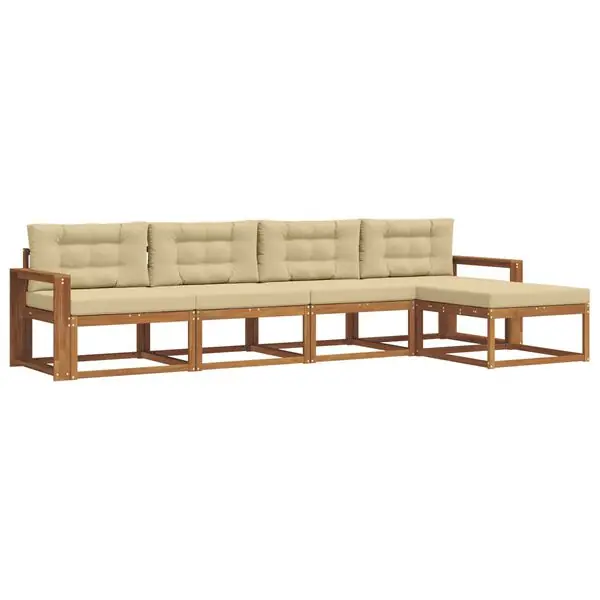 vidaXL Utomhussoffset med kudde 5 pcs Naturlig och Beige Billigare