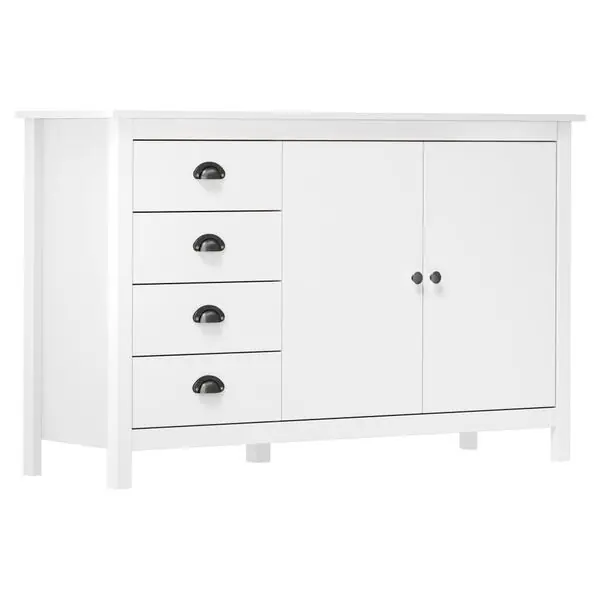 vidaXL Skänk Hill vit 130x40x80 cm massiv furu Fynd