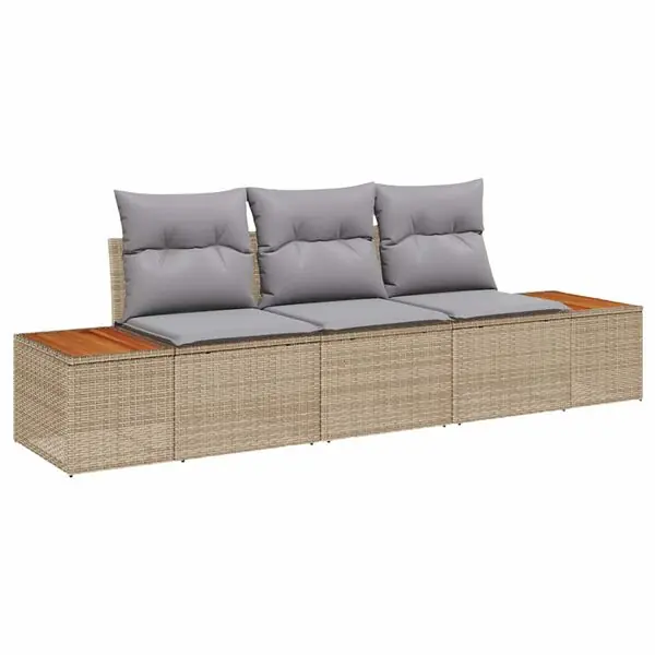 Snabb frakt vidaXL Trädgårdsoffset med kudde 3 pcs Beige konstrotting