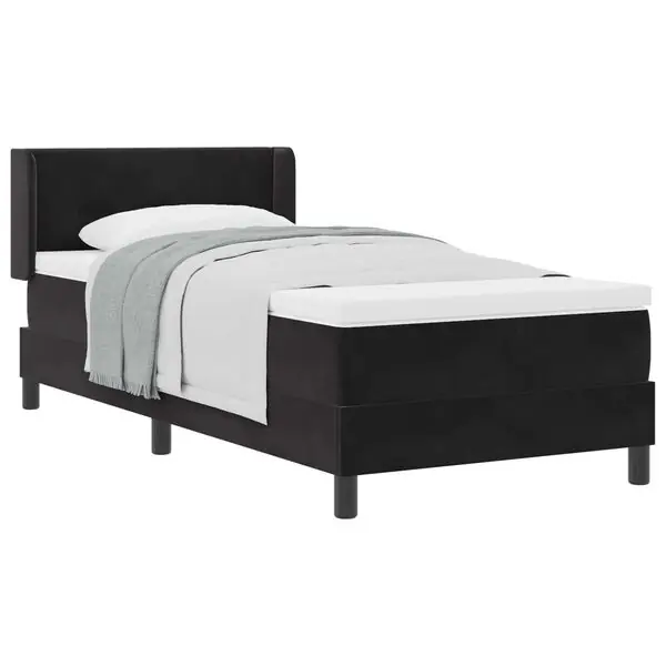 Utförsäljning vidaXL Bäddfjäder med huvudgavel Svart 200 x 90 cm Sammet