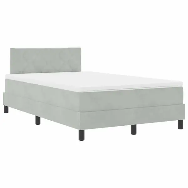 Sista chansen vidaXL LED Box Säng med madrass med led Ljusgrå 120 x 200 cm Sammet