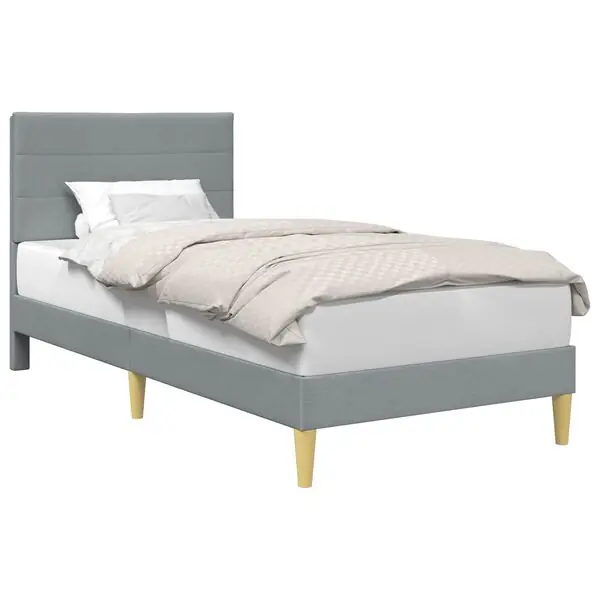 vidaXL Sängram med huvudgavel Ljusgrå 90 x 200 cm Tyg Begränsat antal