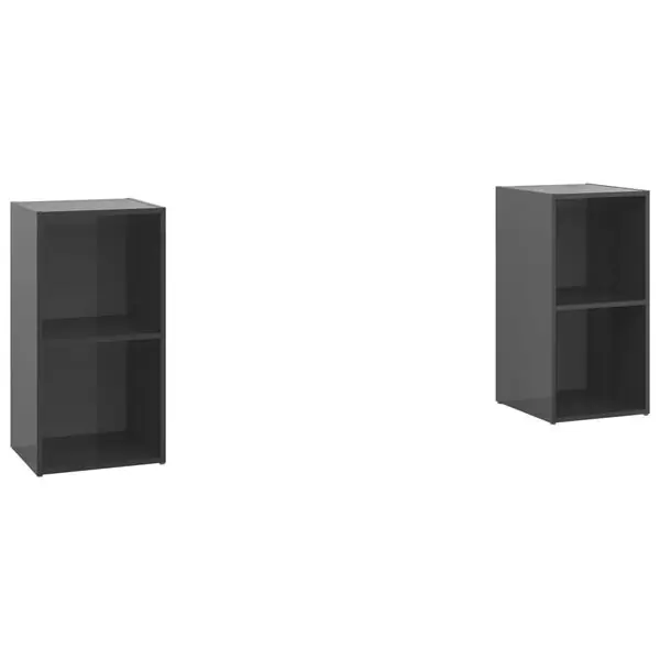 vidaXL TV-skåp 2 st grå högglans 72x35x36,5 cm konstruerat trä Extra rabatt