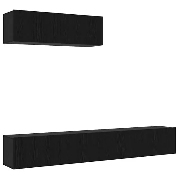 Extra rabatt vidaXL TV-bänkset Väggmonterad 3 pcs Svart Ek Konstruerat trä