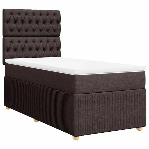 Extra rabatt vidaXL Ramsäng med madrass mörkbrun 80x200 cm tyg