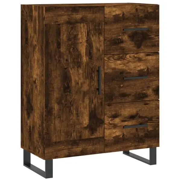vidaXL Skänk rökfärgad ek 69,5x34x90 cm konstruerat trä Billig