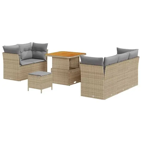 Begränsat erbjudande vidaXL Trädgårdsoffset 8 pcs Beige konstrotting