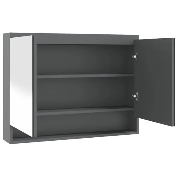 vidaXL Spegelskåp för badrum grå 80x15x60 cm MDF Snabb frakt