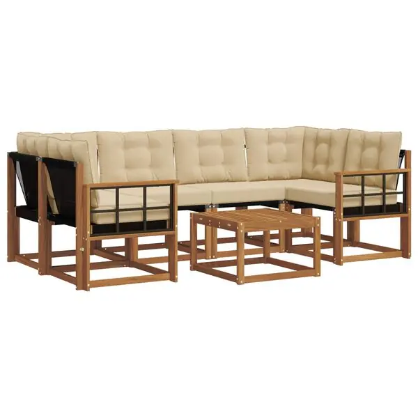 vidaXL Utomhussoffset med kudde 7 pcs Naturlig och Beige Endast idag