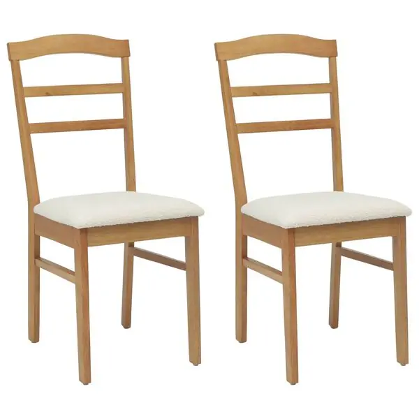 Endast denna vecka vidaXL Matstol 2 pcs Naturlig och ljus Massiv Gummiträ