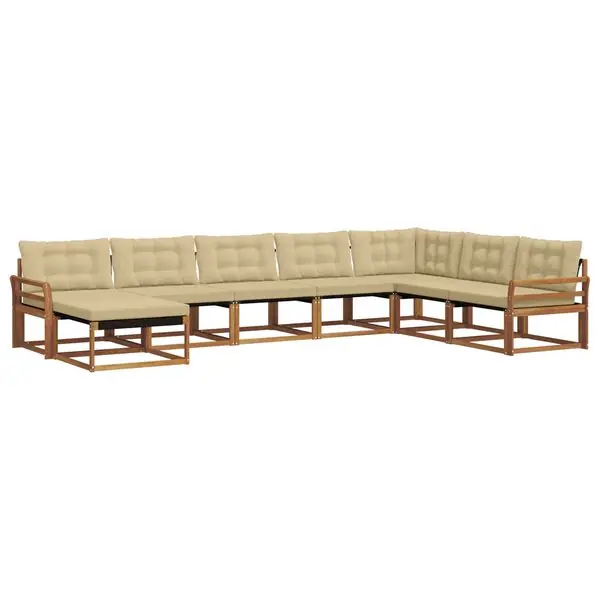 vidaXL Utomhussoffset med kudde 8 pcs Naturlig och Beige Nedsatt pris