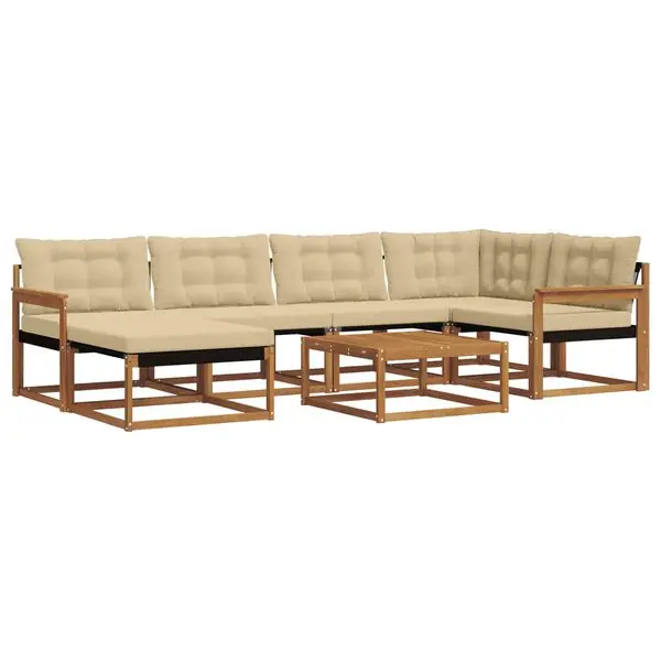 Outlet vidaXL Utomhussoffset 19 pcs Naturlig och Beige Massivt Akaciaträ