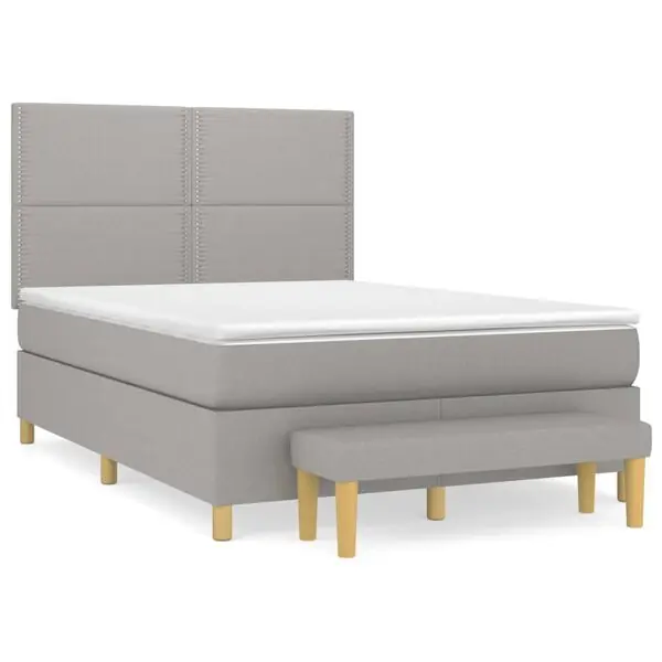 vidaXL Ramsäng med madrass ljusgrå 140x190 cm tyg Kundfavorit