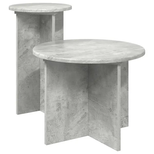 risnedsättning vidaXL Sidobordsset med lagring 2 pcs Betonggrå Konstruerat trä