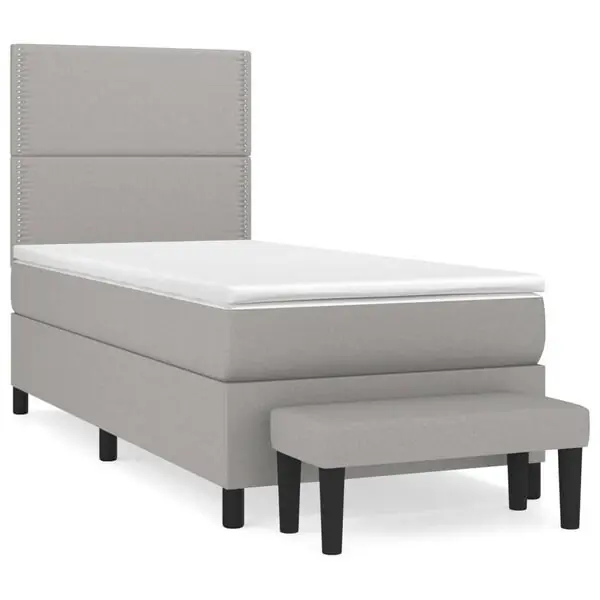 vidaXL Ramsäng med madrass ljusgrå 100x200 cm tyg Beställ nu