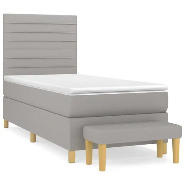 vidaXL Ramsäng med madrass ljusgrå 90x190 cm tyg Köp online