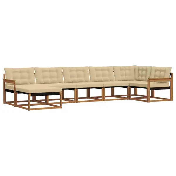 vidaXL Utomhussoffset med kudde 7 pcs Naturlig och Beige Reapris