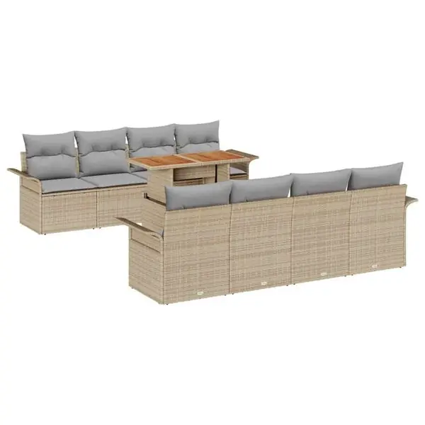 vidaXL Trädgårdsoffset med kudde 7 pcs Beige och Ljusgrå konstrotting Snabb leverans