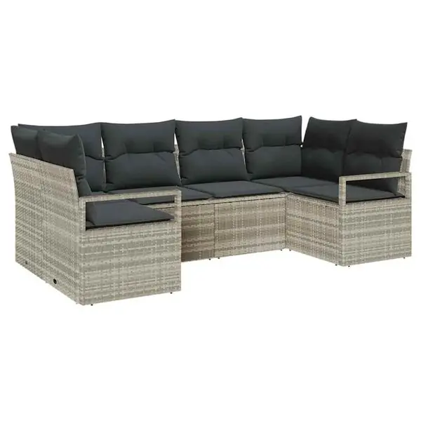 vidaXL Trädgårdsoffset med kudde 6 pcs Ljusgrå konstrotting Begränsat antal