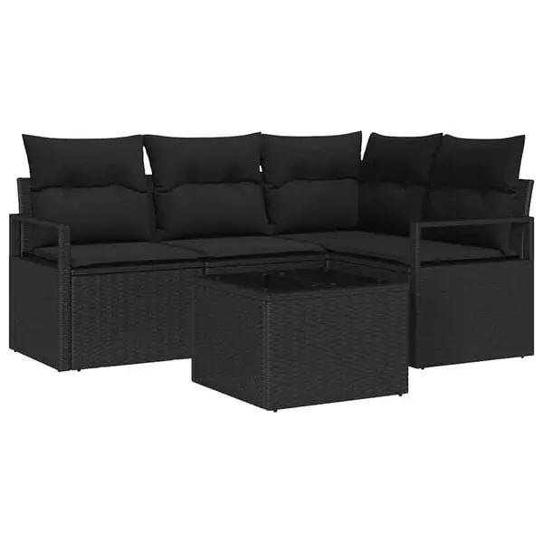 Erbjudandepris vidaXL Soffset med kudde med lagring 5 pcs Svart konstrotting