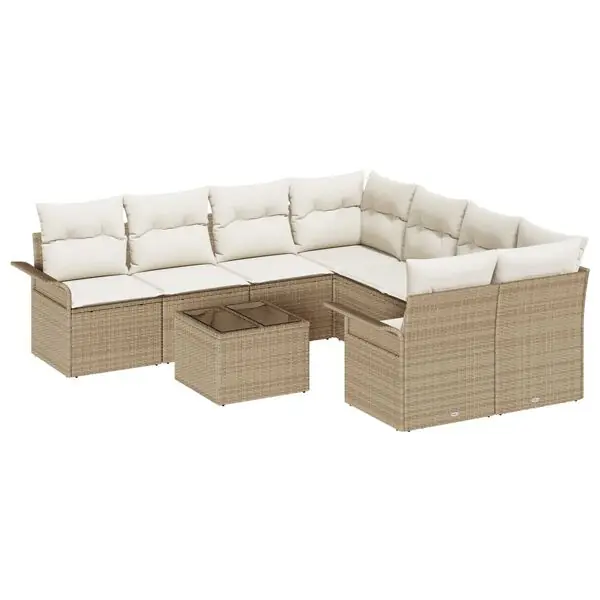 Populär vidaXL Trädgårdsoffset 9 pcs Beige och gräddfärgad konstrotting