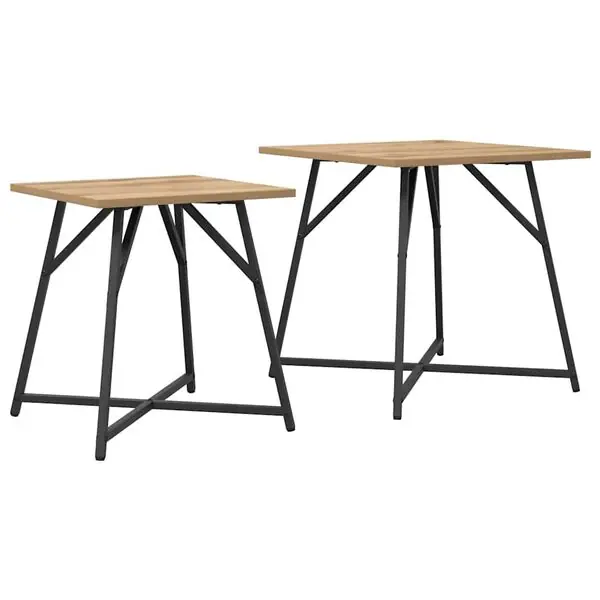 vidaXL Sidobordsset 2 pcs Artisan Ek och Svart Trygg betalning
