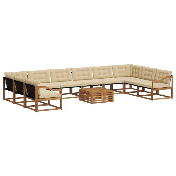 vidaXL Utomhussoffset med kudde 11 pcs Naturlig och Beige Endast denna vecka