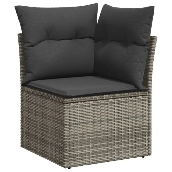 vidaXL Trädgårdsoffset 8 pcs Grå Poly Rattan och Pulverlackerad Stål Extra rabatt
